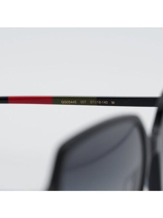 Gucci GG0544S 007 Sunglasses Shiny Black Square Frame, Grey Gradient Lenses